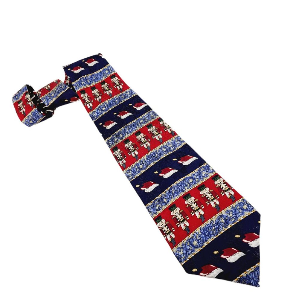 Chirstmas Tie - Nutcracker Tie - Navy Red Green -‎ 100% Silk - Made in the USA